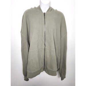 Brunette the Label green waffle knit zip up hoodie. Size 2XL - 3XL